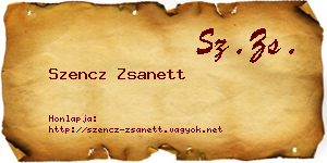 Szencz Zsanett névjegykártya